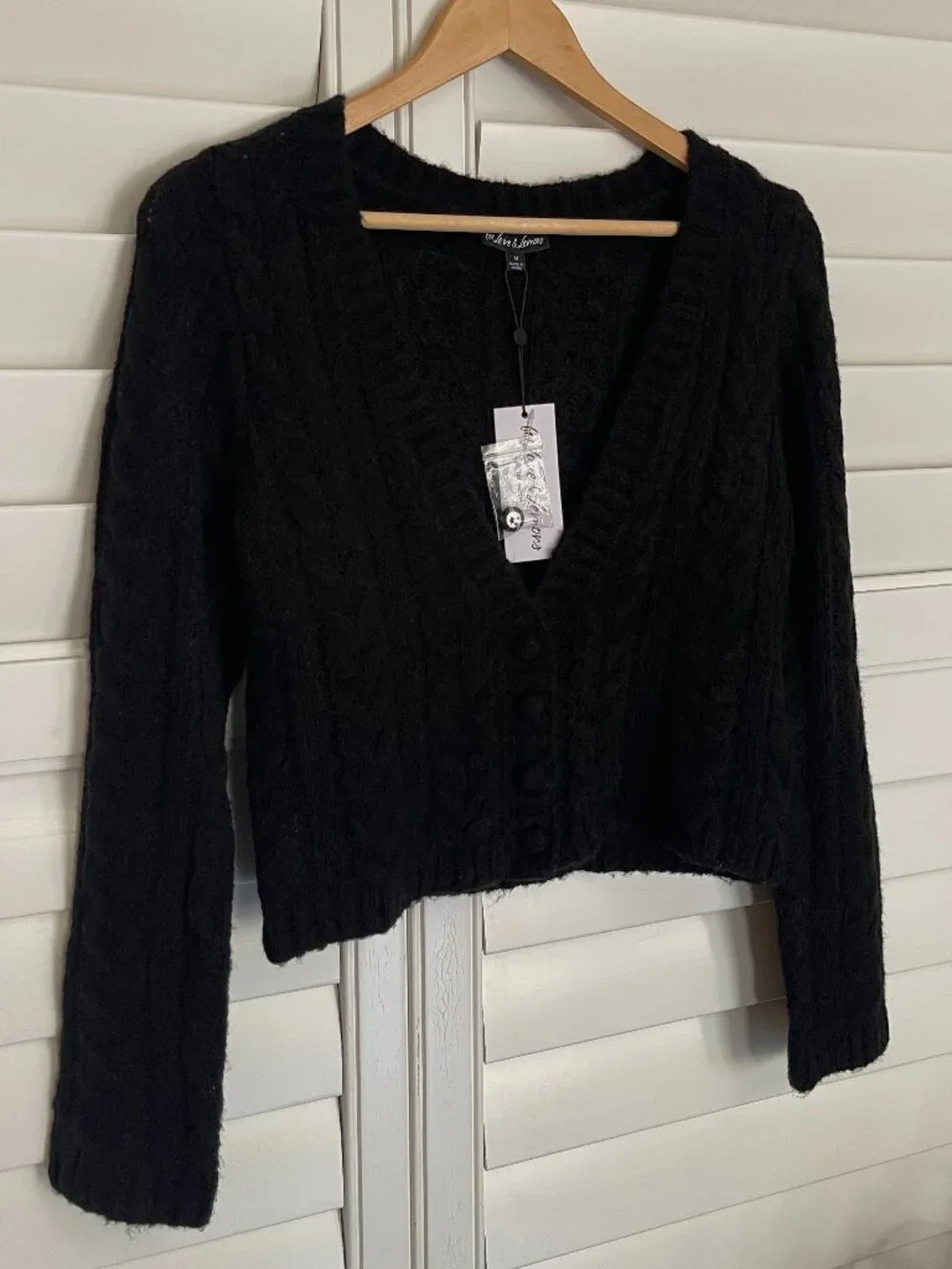 NWT For Love and Lemons Long Sleeve Billie Cardigan in Black Size M - Picture 4 of 10